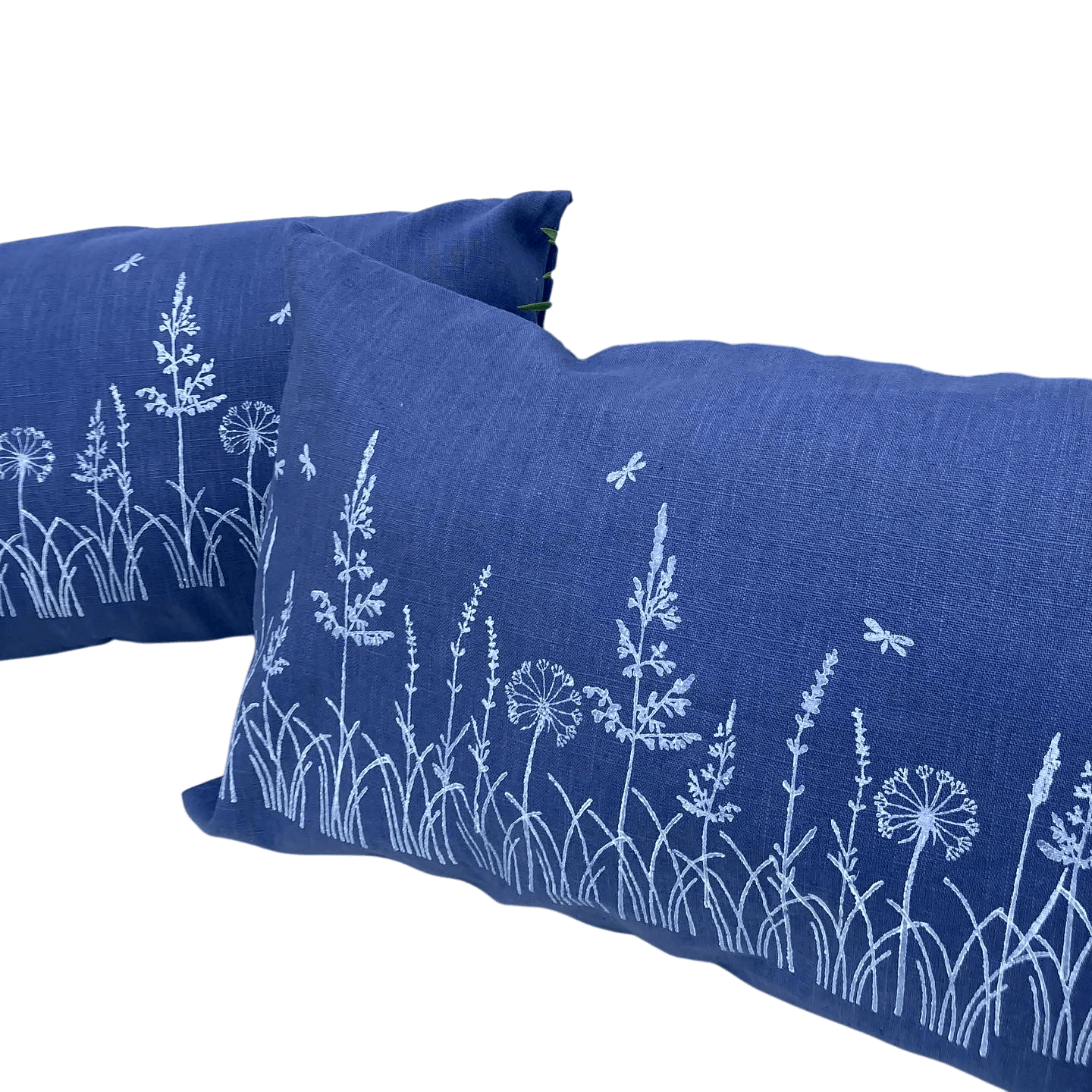 Leinenkissen Gräserwiese taubenblau